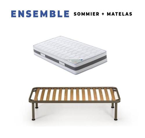 Matelas + Sommier Démonté + pieds + Oreiller Mémoire Offerts Mousse Mémoire de Forme - Epaisseur 23 cm - Très Ferme