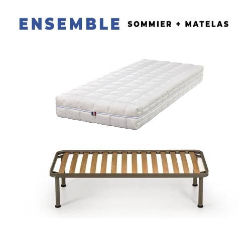 Matelas + Sommier Démonté + pieds + Oreiller Mémoire Offerts - Latex Naturel - 80 Kg/m3 - Hauteur 21 cm - Soutien Souple
