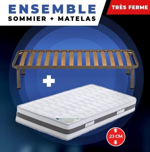 Matelas + Sommier + pieds + Oreiller Mémoire Offerts Mémoire de Forme - 23 cm - Très Ferme