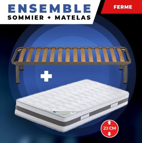 Matelas + Sommier + pieds + Oreiller Mémoire Offerts - Mémoire de Forme - 23 cm - Ferme